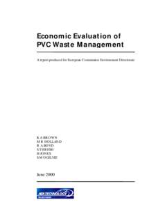 Economic Evaluation of PVC Waste Management A report produced for European Commission Environment Directorate K A BROWN M R HOLLAND