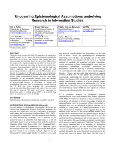 Knowledge / Ethology / Epistemology / Philosophy of science / Scientific method / Library and information science / Knowledge organization / Subject / Positivism / Science / Library science / Information science