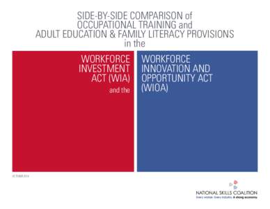 SIDE-BY-SIDE COMPARISON of OCCUPATIONAL TRAINING and ADULT EDUCATION & FAMILY LITERACY PROVISIONS in the WORKFORCE INVESTMENT