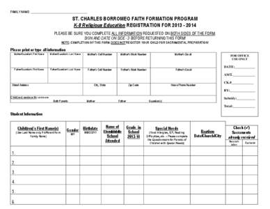 RELIGIOUS EDUCATION REGISTRATION[removed][removed]SIDE   -2-