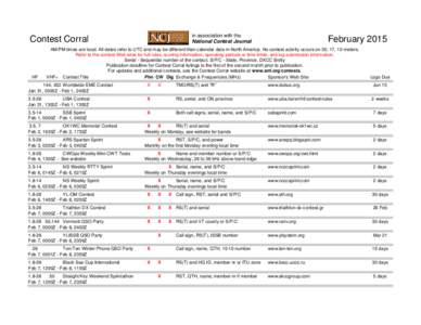 in association with the National Contest Journal Contest Corral  HF