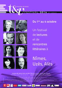 Du 1er au 4 octobre  Un festival de lectures et de rencontres