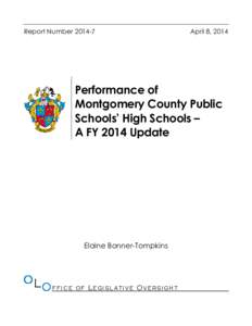 Report Number[removed]April 8, 2014 Performance of Montgomery County Public