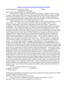 Southern Campaign American Revolution Pension Statements Pension application of Lemuel Lee, R6253 fn12NC Transcribed by Will Graves State of North Carolina, Johnson [sic, Johnston] County On this 10th day of September 18