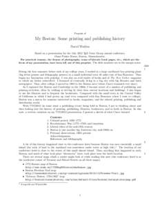 Printers / Publishing / Ticknor and Fields / Old Corner Bookstore / Bookselling / Boston / Henry Oscar Houghton / James Franklin / Globe Corner Bookstore / Printing / Massachusetts / Documents