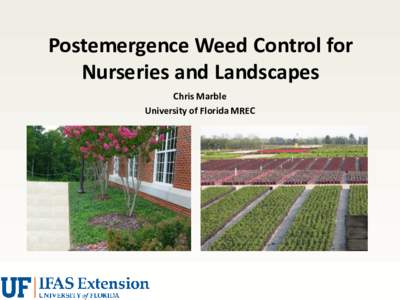 Postemergence Weed Control for Nurseries and Landscapes Chris Marble University of Florida MREC  Best Control Strategy