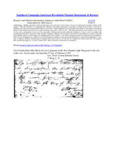 Southern Campaign American Revolution Pension Statements & Rosters Bounty Land Warrant information relating to John Mead VAS621 Transcribed by Will Graves vsl 1VA[removed]