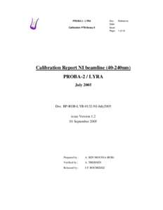 PROBA 2 - LYRA  Doc. Date:  Calibration PTB-Bessy II