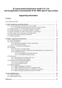 A coarse-grained biophysical model of E. coli and its application to perturbation of the rRNA operon copy number Supporting information Contents: List of figures and tables…………………………………………