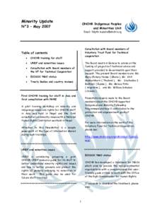 Minority Update  OHCHR Indigenous Peoples and Minorities Unit  N°3 – May 2007