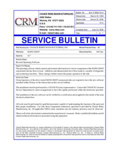 CHANCE RIDES MANUFACTURING, INC[removed]Walker Wichita, KS[removed]U.S.A.  Bulletin No: