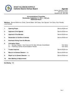 BRANT HALDIMAND NORFOLK  Catholic District School Board Agenda Catholic Education Centre