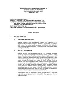 MISSISSIPPI STATE DEPARTMENT OF HEALTH DIVISION OF HEALTH PLANNING AND RESOURCE DEVELOPMENT FEBRUARY[removed]CON REVIEW NH-CB[removed]