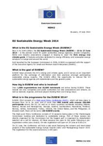 EUROPEAN COMMISSION  MEMO Brussels, 19 June[removed]EU Sustainable Energy Week 2014