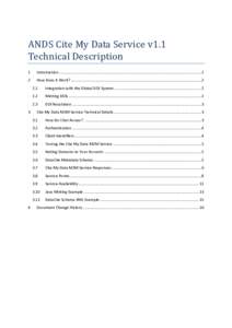 ANDS Cite My Data Service v1.1 Technical Description 1 Introduction .................................................................................................................................... 2