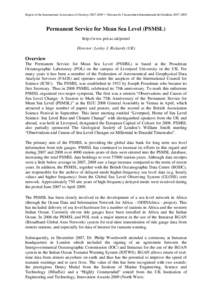 Report of the International Association of Geodesy[removed] ─ Travaux de l‟Association Internationale de Géodésie[removed]Permanent Service for Mean Sea Level (PSMSL) http://www.pol.ac.uk/psmsl Director: Lesley