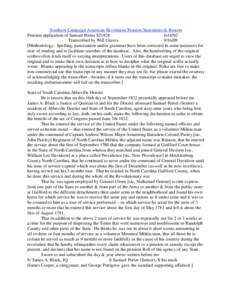 Southern Campaign American Revolution Pension Statements & Rosters Pension application of Samuel Porter S21928 fn16NC Transcribed by Will Graves[removed]Methodology: Spelling, punctuation and/or grammar have been correc