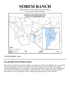 NOREM RANCH Watershed # 13-Upper Yellowstone River Basin Sweet Grass County, Montana LAND OWNERSHIP: Private