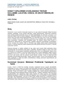 CONFERENCE: HOUSING – A CRITICAL PERSPECTIVE Architecture_MPS; Liverpool University; Liverpool John Moores University Liverpool: 08—09 April, 2015  KONUT YAPILARININ UYARLANARAK TEKRAR