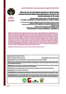 Communication  Journal of Threatened Taxa | www.threatenedtaxa.org | 26 August 2014 | 6(9): 6214–6221 ISSN Online 0974–7907