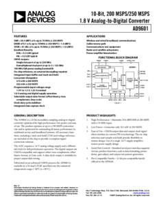 AD9601 10-Bit, 200 MSPS/250 MSPS 1.8 V Analog-to-Digital Converter (Rev. 0)