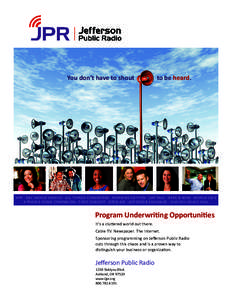 Corporation for Public Broadcasting / NPR / Jefferson Public Radio / Underwriting / Medford /  Oregon / Public broadcasting / Southern Oregon University / Radio / Broadcasting