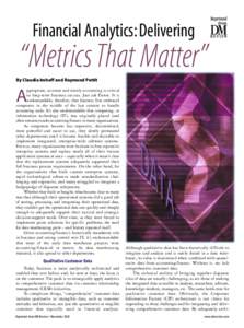 Financial Analytics:Delivering  “Metrics That Matter”