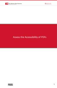 Assess the Accessibility of PDFs  1 Table of Contents