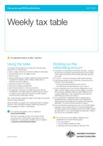 NAT 1005  Pay as you go (PAYG) withholding Weekly tax table