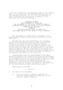 [This text incorporates all amendments made to the original text of the ACSA by the 1999 Amending Agreement and the 2004 Amending Agreement, as well as by the Exchange of Notes concerning the modification of Annex 2. It 