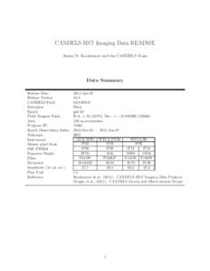 CANDELS HST Imaging Data README Anton M. Koekemoer and the CANDELS Team Data Summary Release Date Release Version