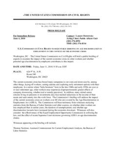 · THE  UNITED STATES COMMISSION ON CIVIL RIGHTS 624 9th Street, N.W .· Suite 700 ·W ashington, DC[removed]Ph: ([removed] ·Fx: ([removed]