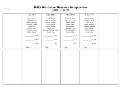 Ballot Distribution Humorous Interpretation QRTR 11:00 AM  A Rm: G5114