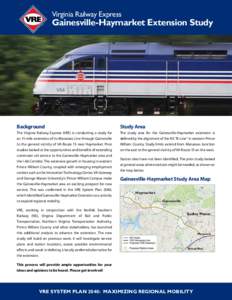 Virginia Railway Express  Gainesville-Haymarket Extension Study Background