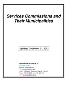 Services Commissions and Their Municipalities Updated December 31, 2013  Municipal Services Branch