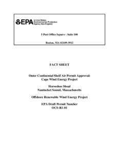 Fact Sheet | Outer Continental Shelf Air Permit Approval: Cape Wind Energy Project, Offshore Renewable Wind Energy Project