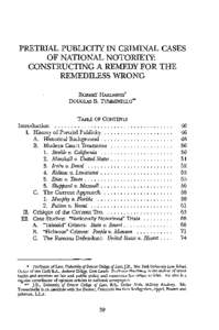 PRETRIAL PUBLICITY IN CRIMINAL CASES OF NATIONAL NOTORIETY: CONSTRUCTING A REMEDY FOR THE REMEDILESS WRONG ROBERT HARDAWAY*