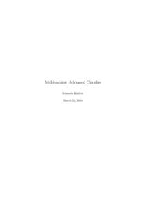 Multivariable Advanced Calculus Kenneth Kuttler March 24, 2014