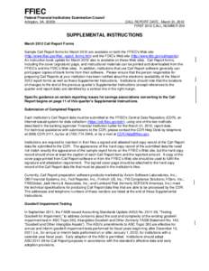 FFIEC Federal Financial Institutions Examination Council Arlington, VA[removed]CALL REPORT DATE: March 31, 2012 FIRST 2012 CALL, NUMBER 259