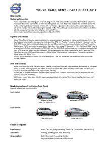 VOLVO CARS GENT - FACT SHEET 2012 Milestones Sixties and seventies