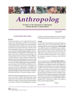 Anthropolog Newsletter of The Department of Anthropology National Museum of Natural History Spring 2007