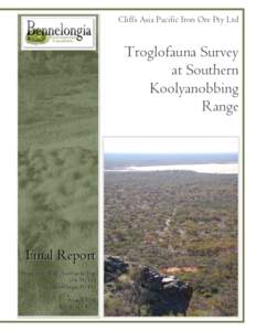 Cliffs Asia Pacific Iron Ore Pty Ltd  Troglofauna Survey at Southern Koolyanobbing Range
