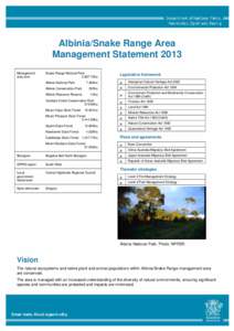 Albinia/Snake Range Area Management Statement 2013 Management area size:  Snake Range National Park