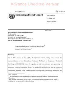 Oral tradition / Traditional knowledge / Identity politics / Ethnology / Declaration on the Rights of Indigenous Peoples / Indigenous rights / Indigenous peoples by geographic regions / Indigenous peoples of the Americas / Human rights / Intellectual property law / Americas / Commercialization of traditional medicines