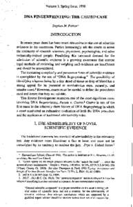 Volume 3, Spring Issue, 1990  DNA FINGERPRINTING: THE CASTRO CASE Stephen M. Patton*  INTRODUCTION