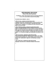 SOUTH MILWAUKEE HIGH SCHOOL Physical Education Department The following is a rubric used by the high school Physical Education department to assess the social-emotional component of daily grading. HELISON’S DEVELOPMENT