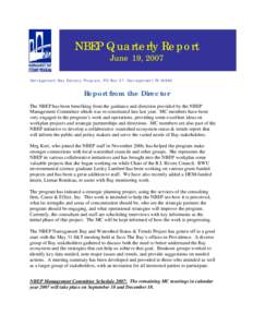 Page 1 Page 1 NBEP Quarterly Report June 19, 2007 Narragansett Bay Estuary Program, PO Box 27, Narragansett RI 02882