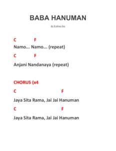 BABA HANUMAN By	Krishna	Das   C      F  Namo... Namo... (repeat) 