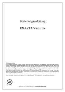 Bedienungsan leitung EX AKT A Varex IIa