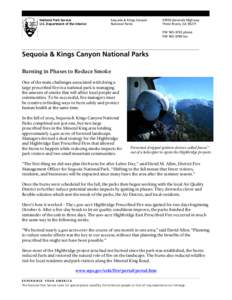 National Park Service U.S. Department of the Interior Sequoia & Kings Canyon National Parks